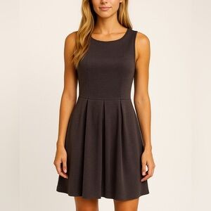 LOFT Dress Pleated Sleeveless A-Line Charcoal Gray Office Business Size 10